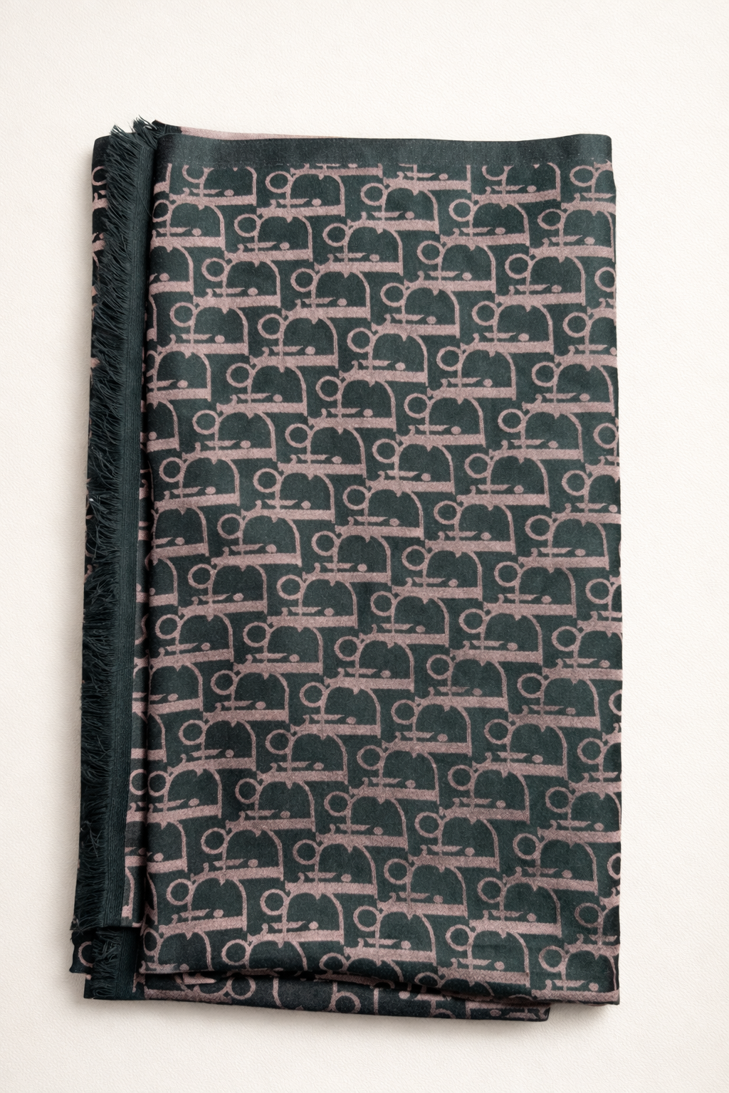 Luxury monogram jacquard stole – rose & noir