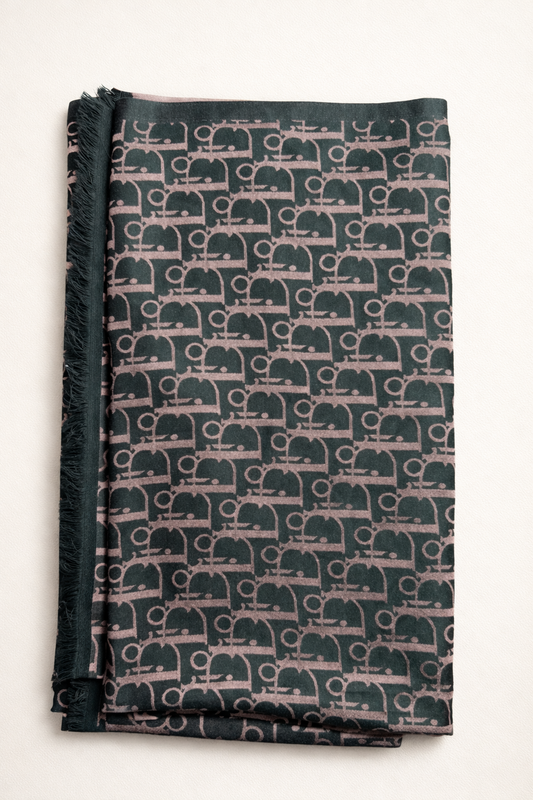 Luxury monogram jacquard stole – rose & noir