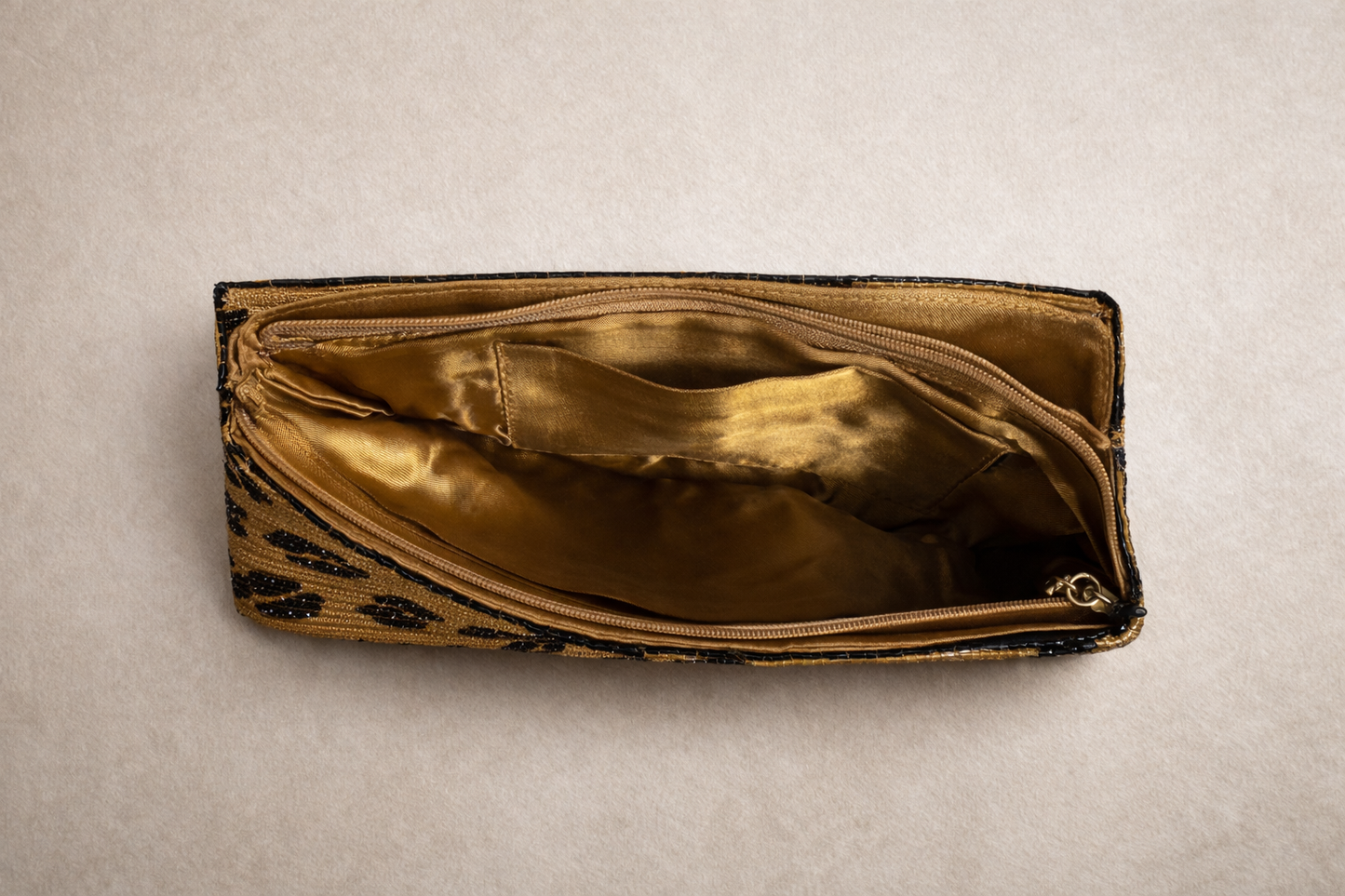 Elegant Leopard Print Beaded Clutch