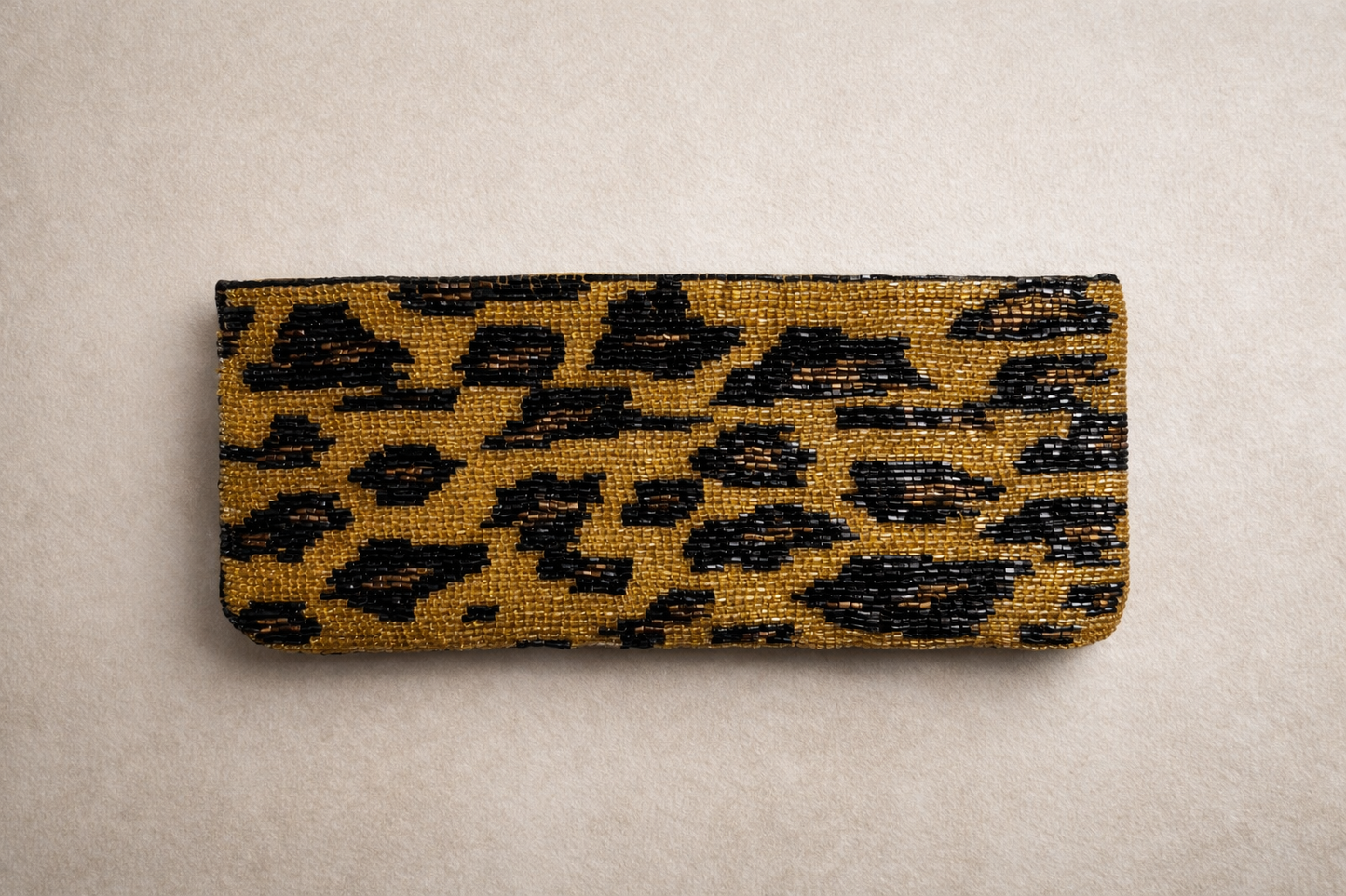 Elegant Leopard Print Beaded Clutch